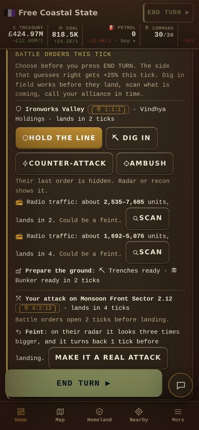 Ironfront on a phone: the battle orders card